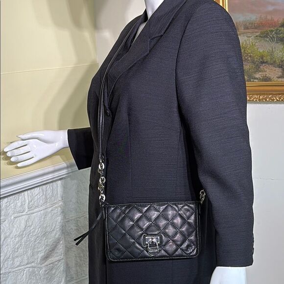 Calvin Klein Quilted Lambskin Leather Padlock & Chain Strap Mini Crossbody Bag - Picture 2 of 15